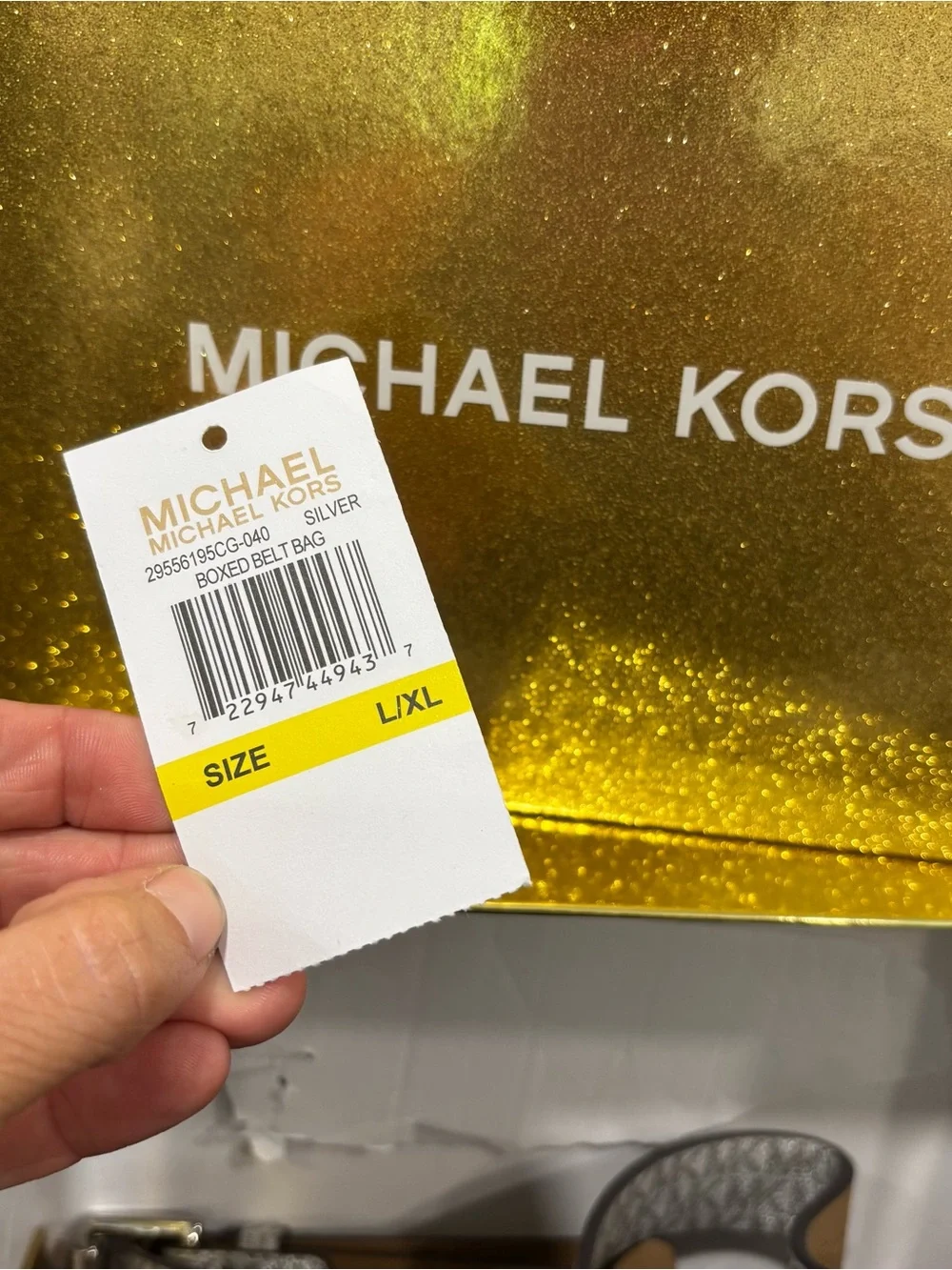 Michael Kors Silver MK Logo belt bag sz L/XL new w box and tags wallet